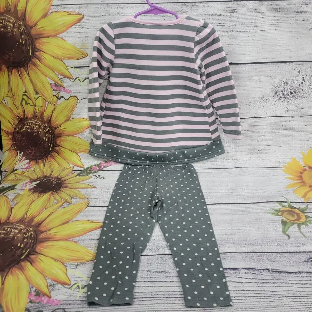Nannette Baby Doll Sweatshirt w/Bow and Polka Dot Leggings Size 3T NWOT‎